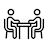 Icon of two stylized figures sitting across a small table from each other.