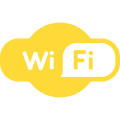 Yellow and black Wi-Fi logo icon